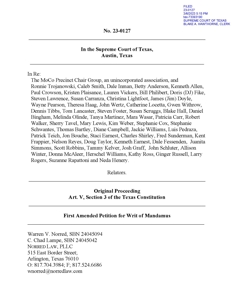 Petition for Writ of Mandamus Filed Against Montgomery County Chair Bryan Christ