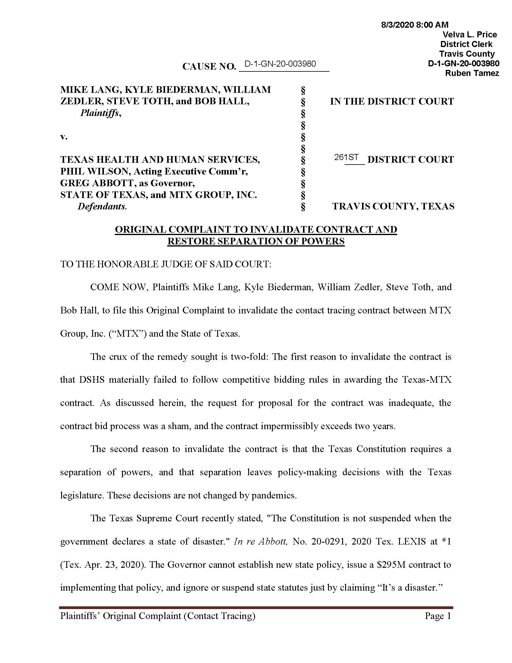 Finally, the Contact Tracing suit is filed!