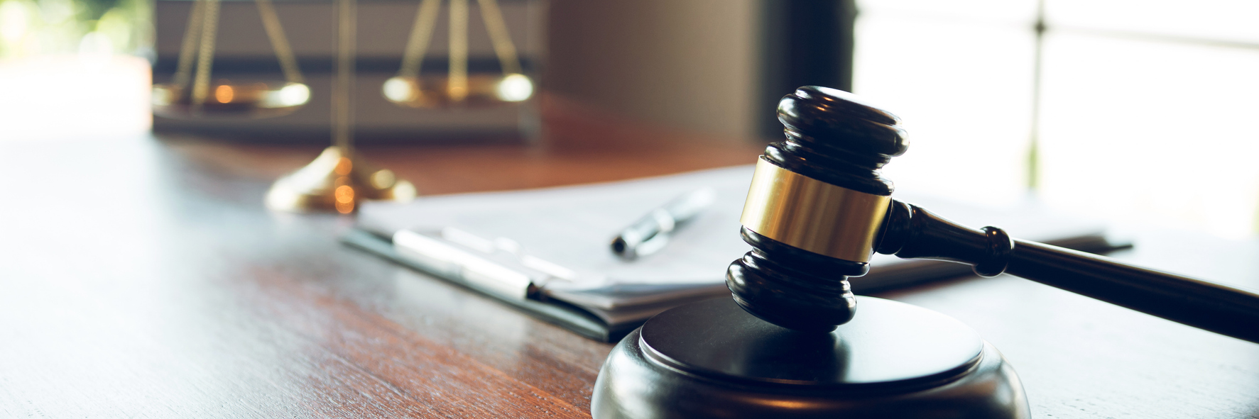 Judge gavel at the judicial office for judicial matters.