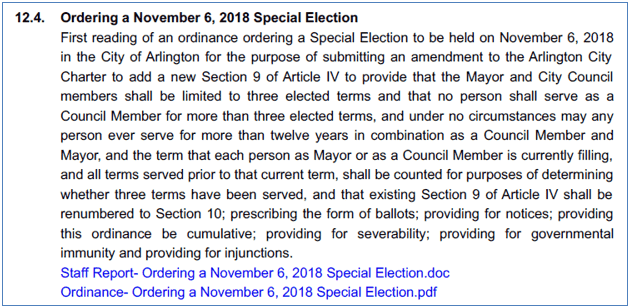 Ordering a Nov. 6 2018 Special Election